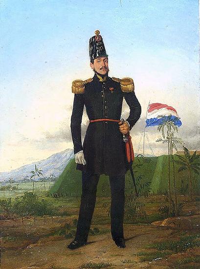 unknow artist Oil painting with an officer of the KNIL, the Royal Dutch East Indies Army. oil painting image